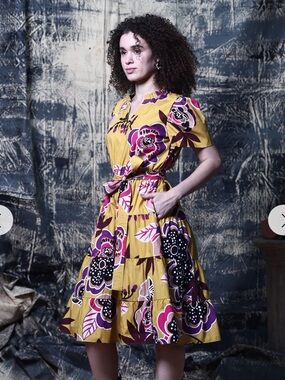 Maude Vivante Golden Bloom Yara Dress Size Small